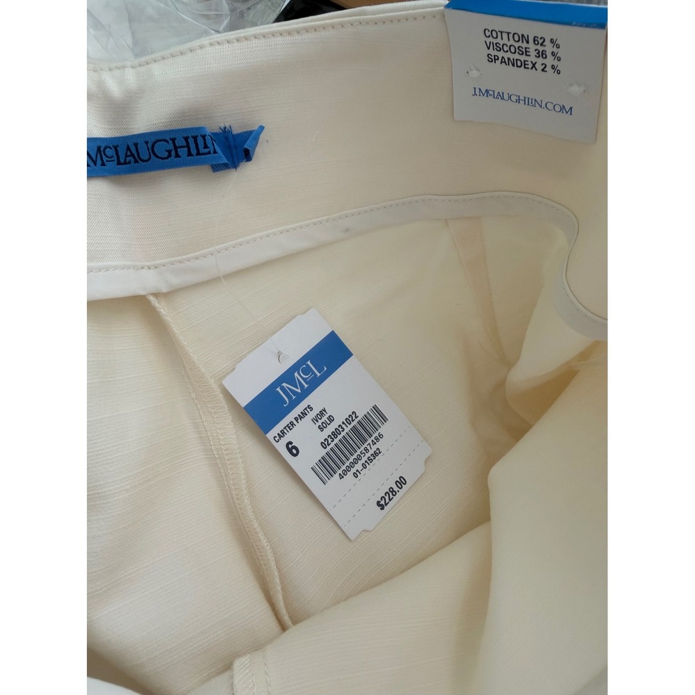 J.McLaughlin Carter Dupioni Cotton Pants – Ivory – Women's Size 6 – NWT - Picture 5 of 5